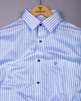 Oveno Blue With White Stripe Premium Gizza Shirt