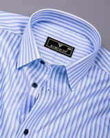 Oveno Blue With White Stripe Premium Gizza Shirt