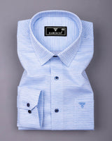 Glazio Blue Self Weft Stripe Dobby Cotton Shirt