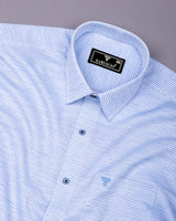 Glazio Blue Self Weft Stripe Dobby Cotton Shirt