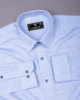 Glazio Blue Self Weft Stripe Dobby Cotton Shirt