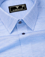 Glazio Blue Self Weft Stripe Dobby Cotton Shirt