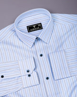 Velwo Blue With White Stripe Premium Gizza Shirt