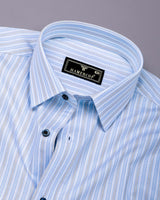 Velwo Blue With White Stripe Premium Gizza Shirt