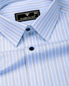 Velwo Blue With White Stripe Premium Giza Shirt