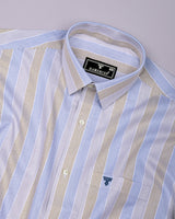 Felro Cream With Blue Stripe Premium Gizza Shirt