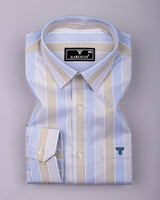 Felro Cream With Blue Stripe Premium Gizza Shirt