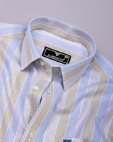 Felro Cream With Blue Stripe Premium Gizza Shirt