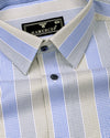 Felro Blue With Gray Stripe Premium Giza Shirt