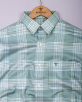 Brevon Light Green Houndstooth Check Premium Giza Shirt