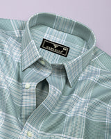 Brevon Light Green Houndstooth Check Premium Giza Shirt