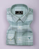 Brevon Light Green Houndstooth Check Premium Giza Shirt