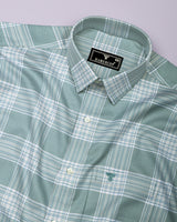 Brevon Light Green Houndstooth Check Premium Giza Shirt