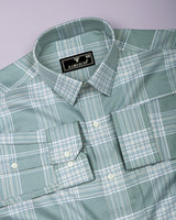 Brevon Light Green Houndstooth Check Premium Giza Shirt