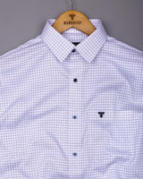 Rellon Blue With White Small Check Premium Giza Shirt