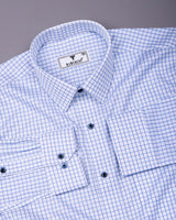Klevio White With Blue Check Premium Gizza Shirt