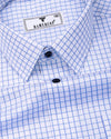 Klevio White With Blue Check Premium Giza Shirt