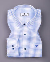 Klevio White With Blue Check Premium Gizza Shirt