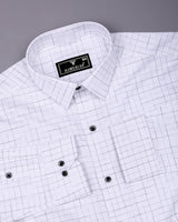Glivo White With Black Check Premium Gizza Shirt