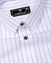 Zelar White With Black Dobby Stripe Premium Giza Shirt