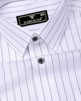 Zelar White With Black Dobby Stripe Premium Gizza Shirt