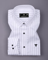 Zelar White With Black Dobby Stripe Premium Gizza Shirt