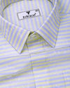 Zerlo Blue Jacquard Weft Stripe Premium Giza Shirt