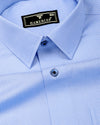 Grosin SkyBlue Houndstooth Check Cotton Shirt