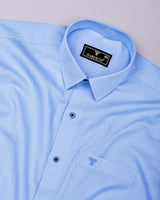 Grosin SkyBlue Houndstooth Check Cotton Shirt