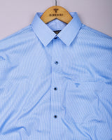 Grosin SkyBlue Houndstooth Check Cotton Shirt