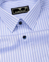 Reven Blue With White Stripe Premium Giza Shirt