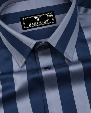 Bronel Blue Broad Stripe Giza Shirt