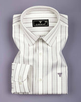 Velgro Cream With Gray Stripe Premium Giza Shirt
