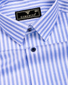 Celvo Blue With White Dobby Stripe Premium Giza Shirt