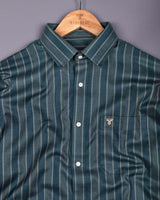Velgro Peacock Blue Stripe Premium Giza Shirt