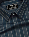 Velgro Peacock Blue Stripe Premium Giza Shirt