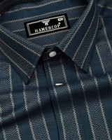 Velgro Peacock Blue Stripe Premium Giza Shirt
