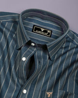 Velgro Peacock Blue Stripe Premium Giza Shirt