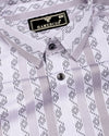 Mistel Gray With White Stripe Premium Giza Shirt