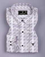 Mistel Gray With White Stripe Premium Giza Shirt