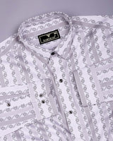 Mistel Gray With White Stripe Premium Giza Shirt