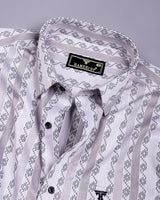 Mistel Gray With White Stripe Premium Giza Shirt