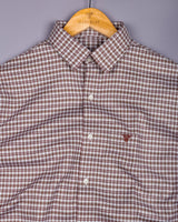 Dextro Brown With White Twill Check Premium Giza Shirt
