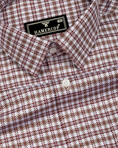 Dextro Brown With White Twill Check Premium Giza Shirt