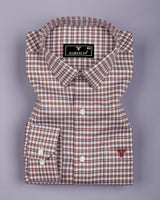 Dextro Brown With White Twill Check Premium Giza Shirt