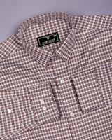 Dextro Brown With White Twill Check Premium Giza Shirt