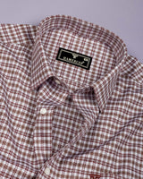 Dextro Brown With White Twill Check Premium Giza Shirt