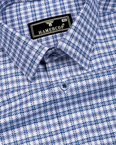 Dextro Blue With White Twill Check Premium Giza Shirt
