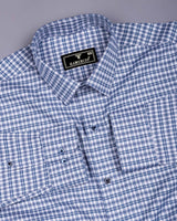 Dextro Blue With White Twill Check Premium Giza Shirt
