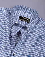 Dextro Blue With White Twill Check Premium Giza Shirt